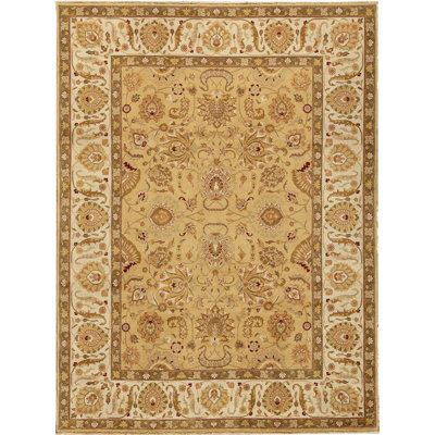 Wool Oriental Area Rug in Gold
