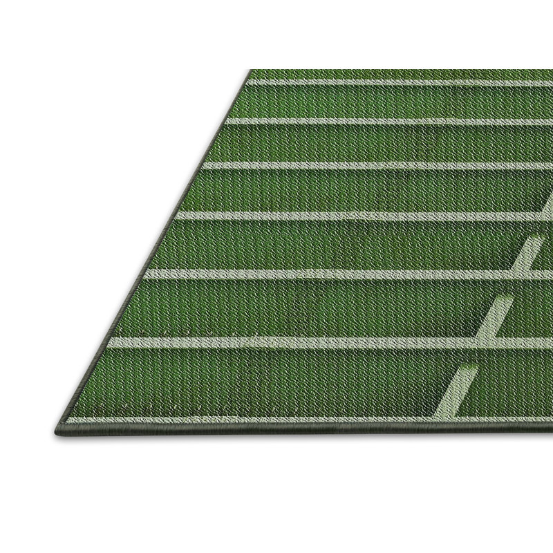 Tapis à motif géométrique vert, Rectangle 4 pi x 6 pi