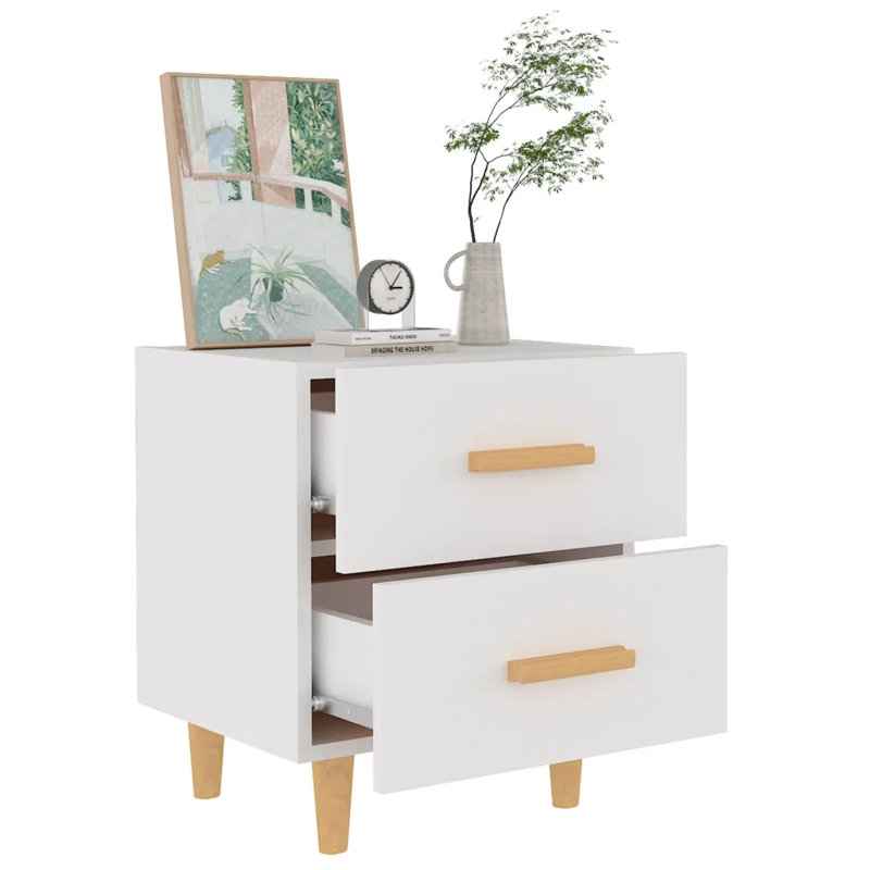 Jahleya 2 Drawer Bedside Table, White