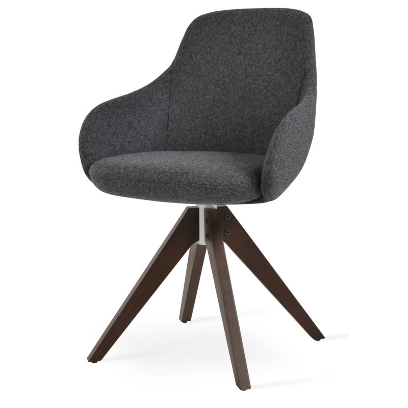 Chaise en bois pyramidale accoudoirs, Gris foncé