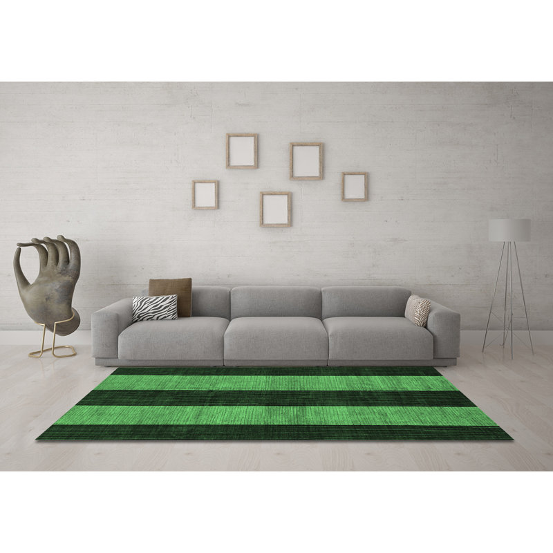 Washable Striped Indoor Rug, Square 3'