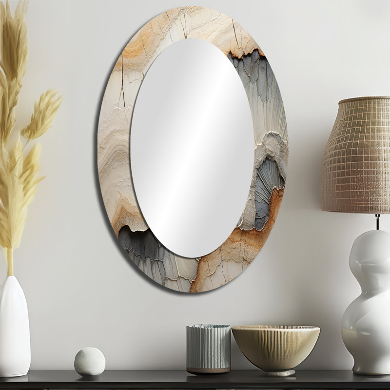 Miroir mural beige et orange en minimalisme Geode II - Beige, H 36 po x l 24 po