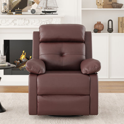 Upholstered Cat Scratch-Resistant Fabric Swivel Rocker Recliner by Ebern Designs