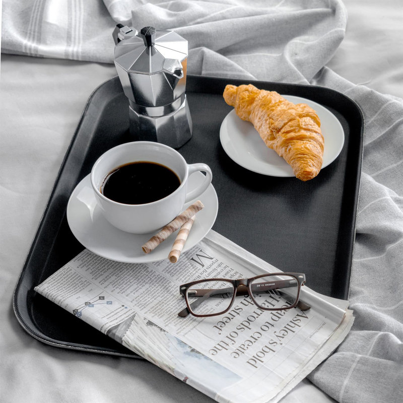 Argon Tableware Rectangle Non-Slip Serving Trays - 45.5cm x 35.5cm - Black, 2cm H x 41cm L x 41cm W