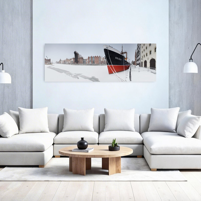 Frozen Ship Gdansk, hiver, art industriel abstrait, architecture murale, ville, H 60 po x l 20 po