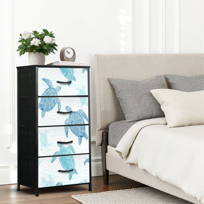 4 Drawer Dresser for Bedroom, Narrow Chest of Drawers, Wooden Top and Study Iron Frame 18"x37.5"-(WxH)