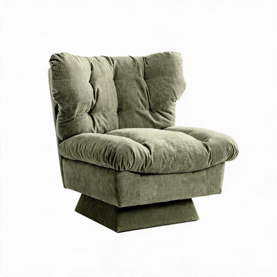 Fauteuil pivotant 2 pièces avec base surdimensionnée, fauteuil moelleux pivotant à 360° avec assise extensible de 53 cm et capacité de charge de 136 kg, fauteuil lounge moderne pour salon, chambre, bureau, vert