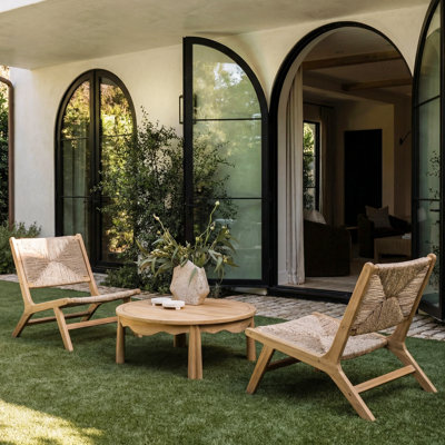 Bhaktivinod Patio Acacia Wood & PE Rattan Lounge Chairs