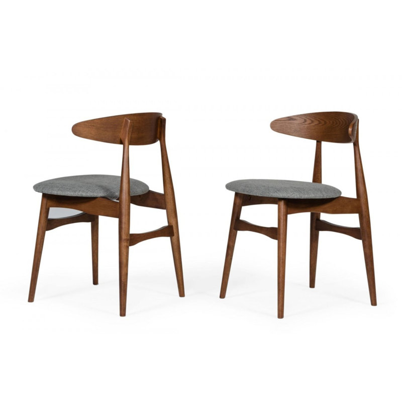 Ensemble de deux chaises de salle à manger en tissu noyer gris