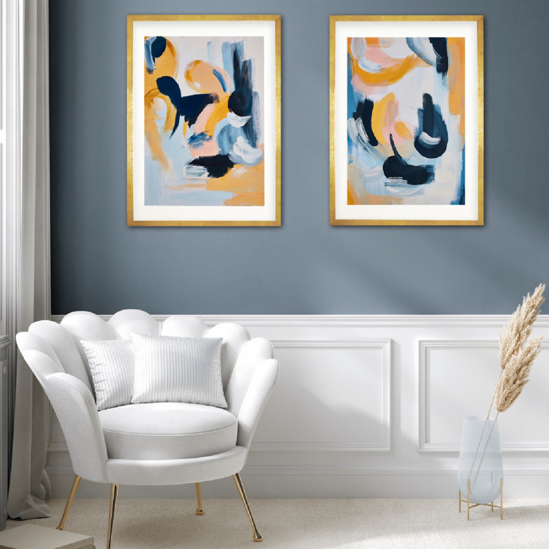 The Boe Duo - 2 Piece Single Picture Frame Art Prints Set, Antique Gold, 56cm H x 41cm W x 2cm D