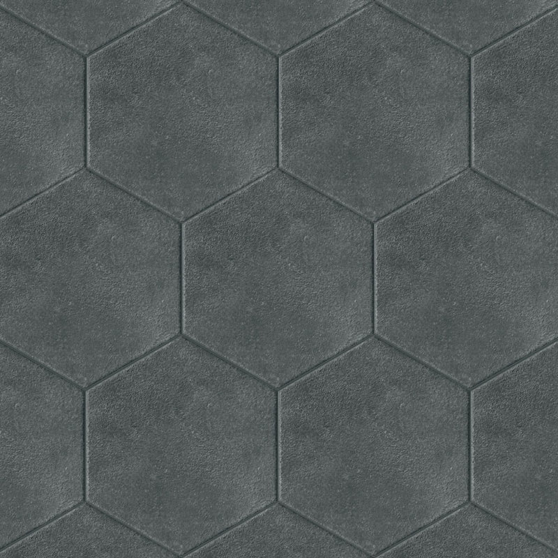Carreau de porcelaine hexagonal fait à la main 9 x 10, Noir, noir, noir, noir