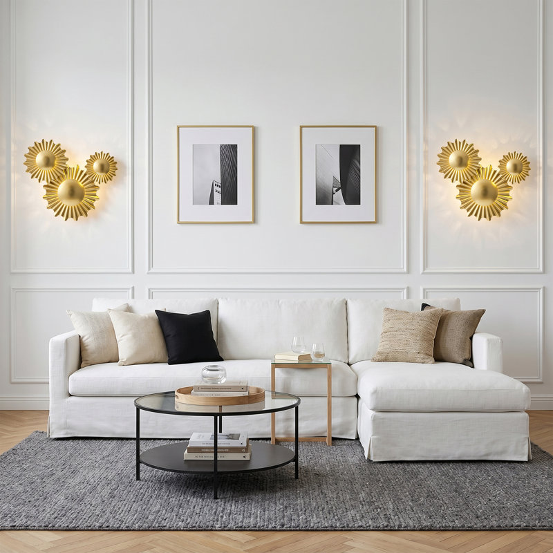 3 - Light Gold Flush Mounted Integrated LED Wall Sconce