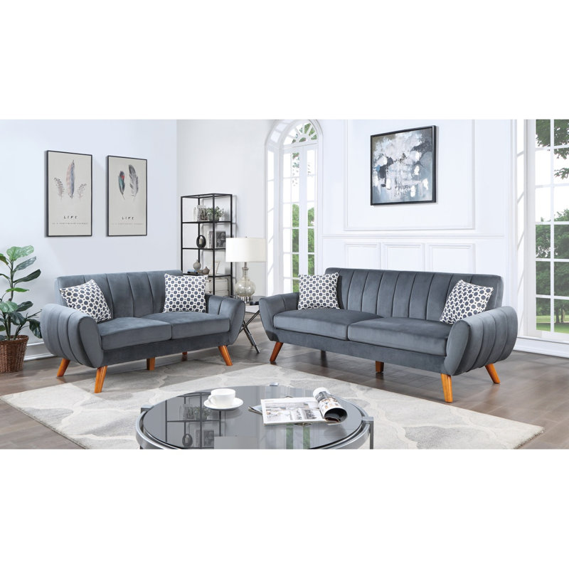 Ensemble de canapés 2 pièces Modern, Gris foncé