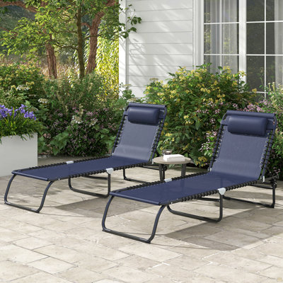 Ensemble de 2 chaises longues pliantes et chaises longues