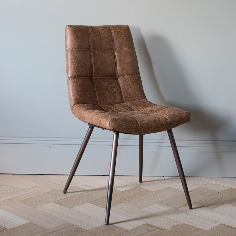Casteau 48cm H Upholstered Metal Cantilever Chair, Brown, Brown