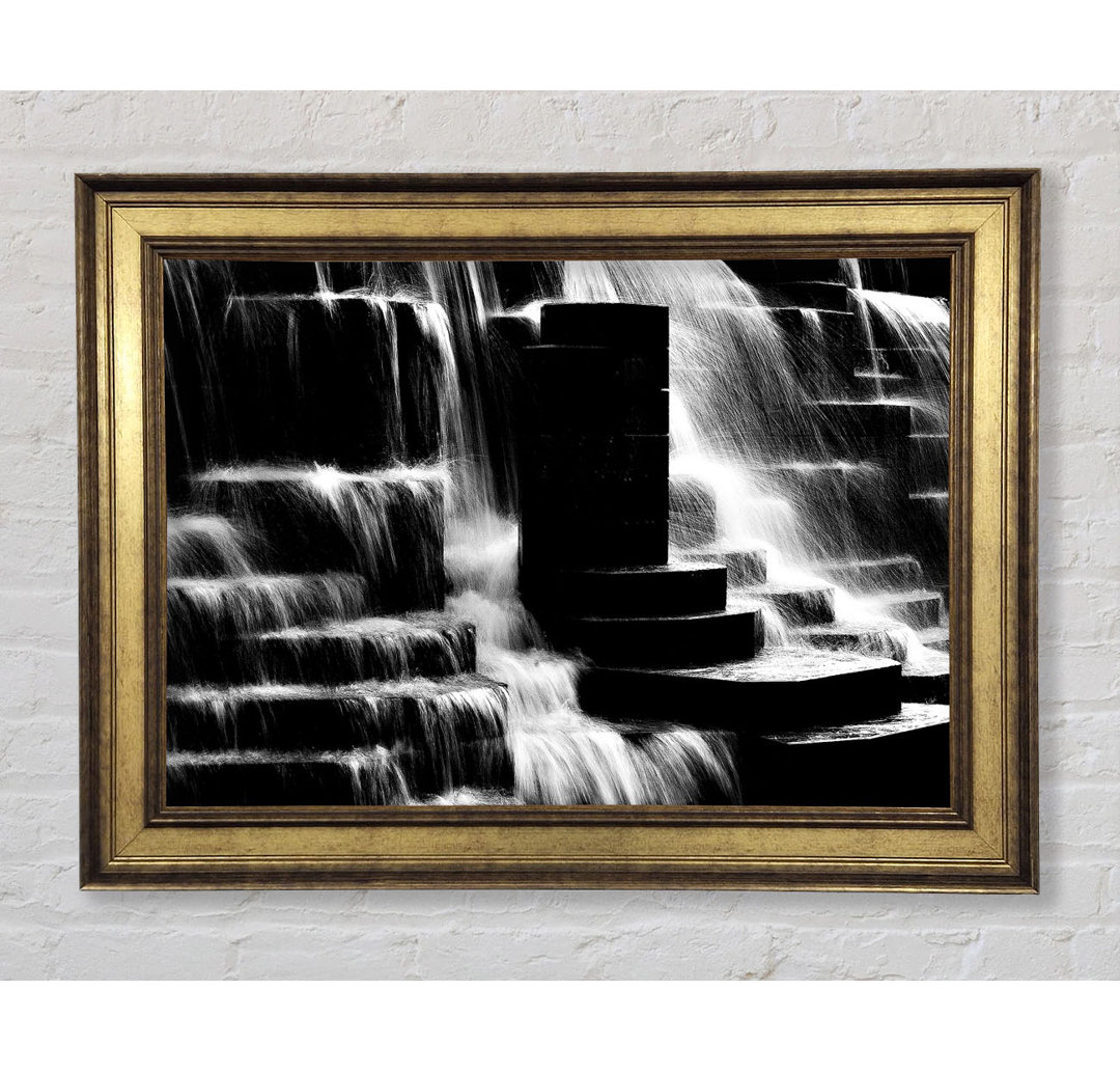 Wasserfall B N W - Bilderrahmen Kunstdrucke