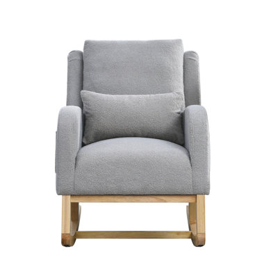 Fauteuil à bascule confortable gris avec poche latérale d'une largeur de 27,5 po pour un espace de vie élégant