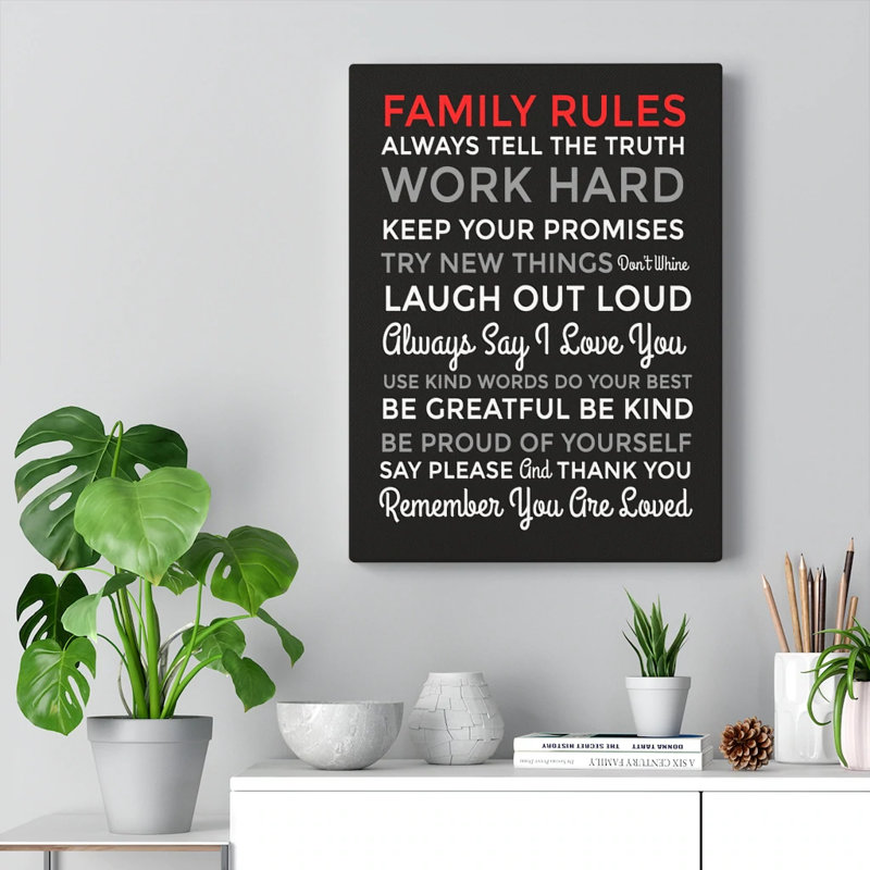 Family Rules - Wrapped Canvas Print, 41cm H x 30cm W