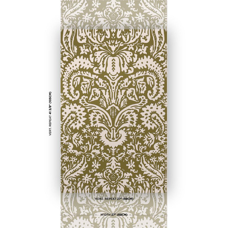 Schumacher X Veere Grenney Suffolk Damask Wallpaper