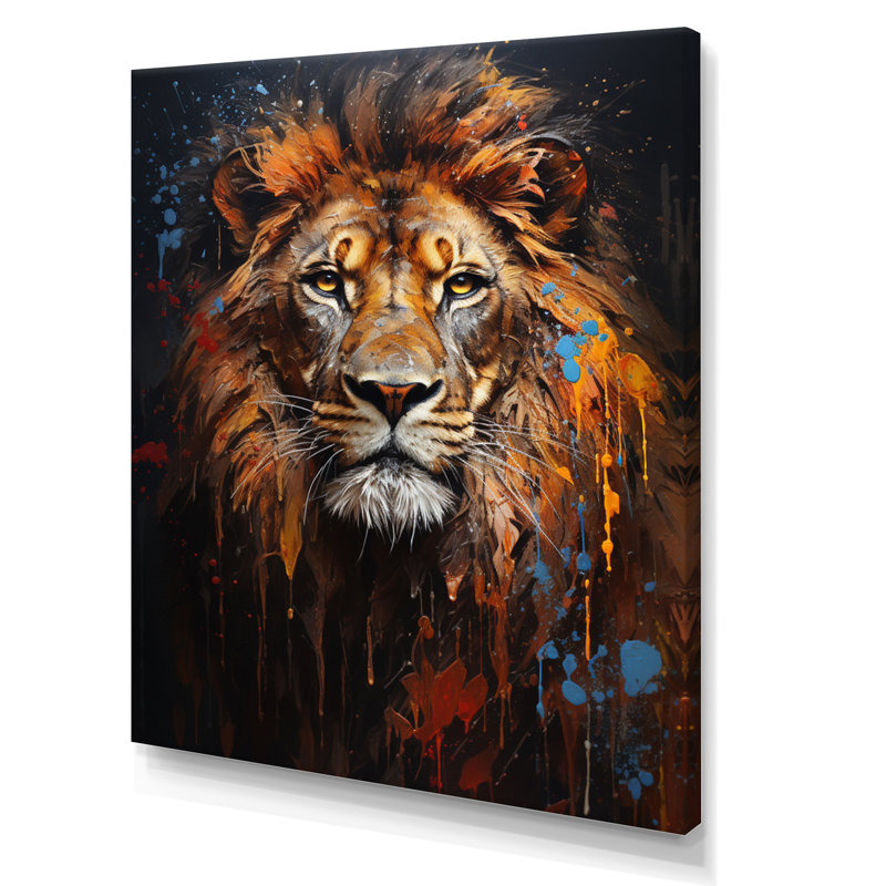 Photographie de lion avec I - reproduction sur toile, H 20 po x l 12 po x P 1 po, Toile tendue