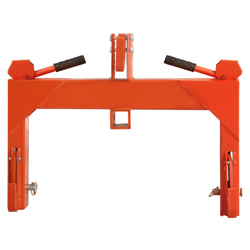 Adaptateur d'attache rapide 3 points 3000lbs pour les tracteurs des catégories 1 et 2 - Système d'attache rapide - 2 Récepteurs - Boulon réglable à 5 niveaux - Largeur du bras inférieur de 27,5 po, ajustement de 14,5 po à 17,5 po - Orange