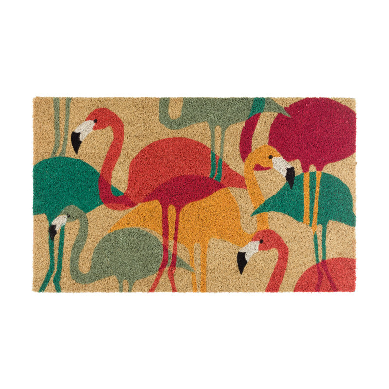 Doormat Coir - Flamingo Multi, 30" W x 18" L, Flamingo Multi