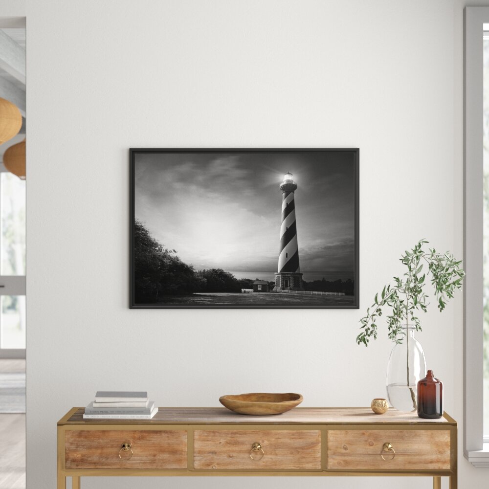 Gerahmtes Wandbild Cape Hatteras Leuchtturm Kunst B&W