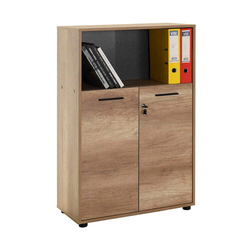 Bibliothèque moderne en chêne, panneau de particules enduit 100% mélamine, 28,3 x 43,3 x 13,4 pouces | Conception durable et élégante | Parfait pour le bureau personnel, le salon et les espaces d'étude | Solution de rangement élégante pour livres et décoration