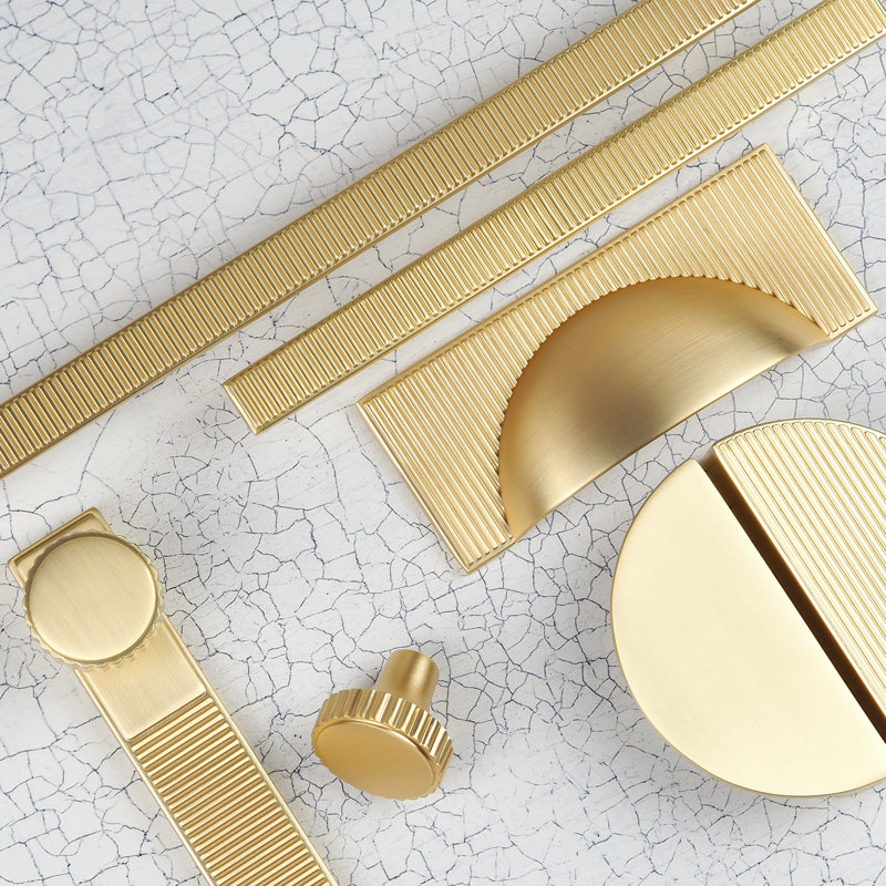 30mm Brushed Brass Knob, 128mm Handle