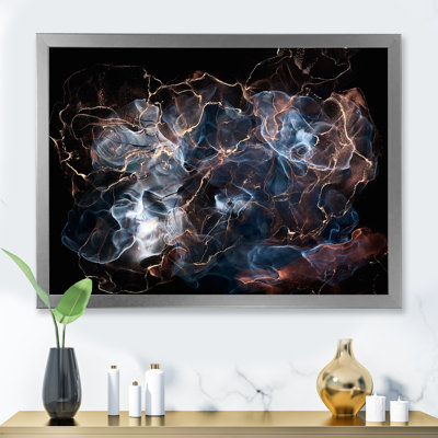 Noir et bleu liquide sur bleu - Peinture sur toile