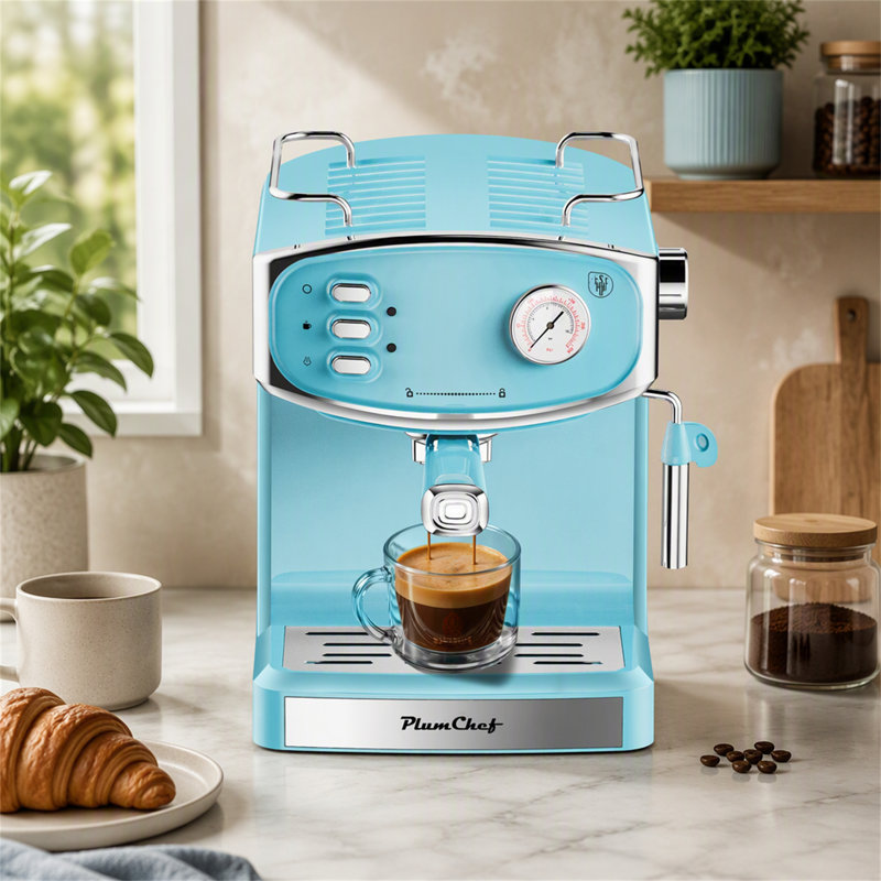 Machine à espresso semi-automatique avec mousseur à lait et manomètre