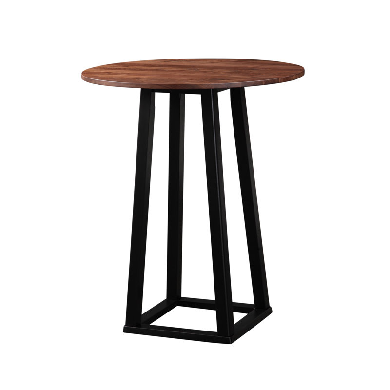 Tri-Mesa Round Walnut Wood Dining Table