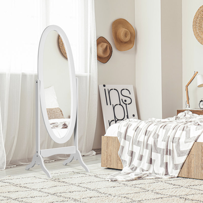 Miroir pleine longueur, miroir sur pied avec angle réglable, Blanc