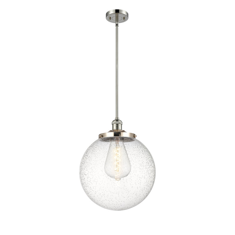 Luminaire suspendu simple à 1 lumière Frederick, Nickel poli, Grainé