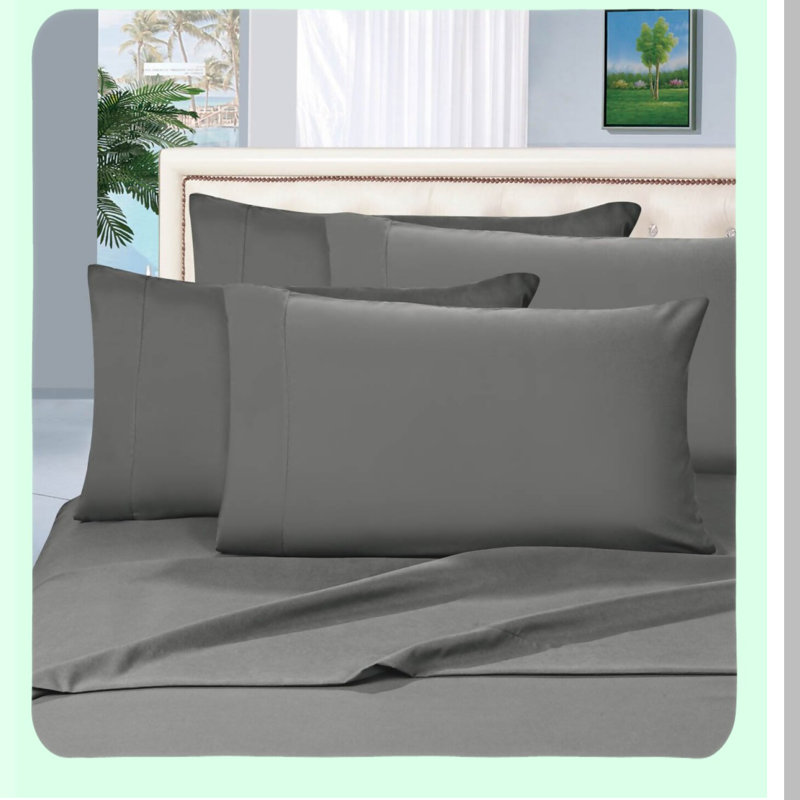 LuxurySoft Wrinkle-Free Hotel Bed Sheet Set - 1500 Thread Count - Ultra Soft & Luxurious - 4 Piece Set, Gray, Queen Sheet Set