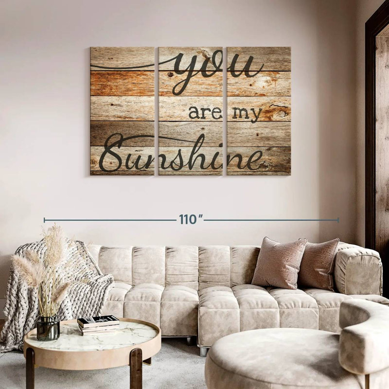 You Are My Sunshine Typographie II - ensemble de 3 toiles tendues, H 48 po x l 74 po x P 1,25 po
