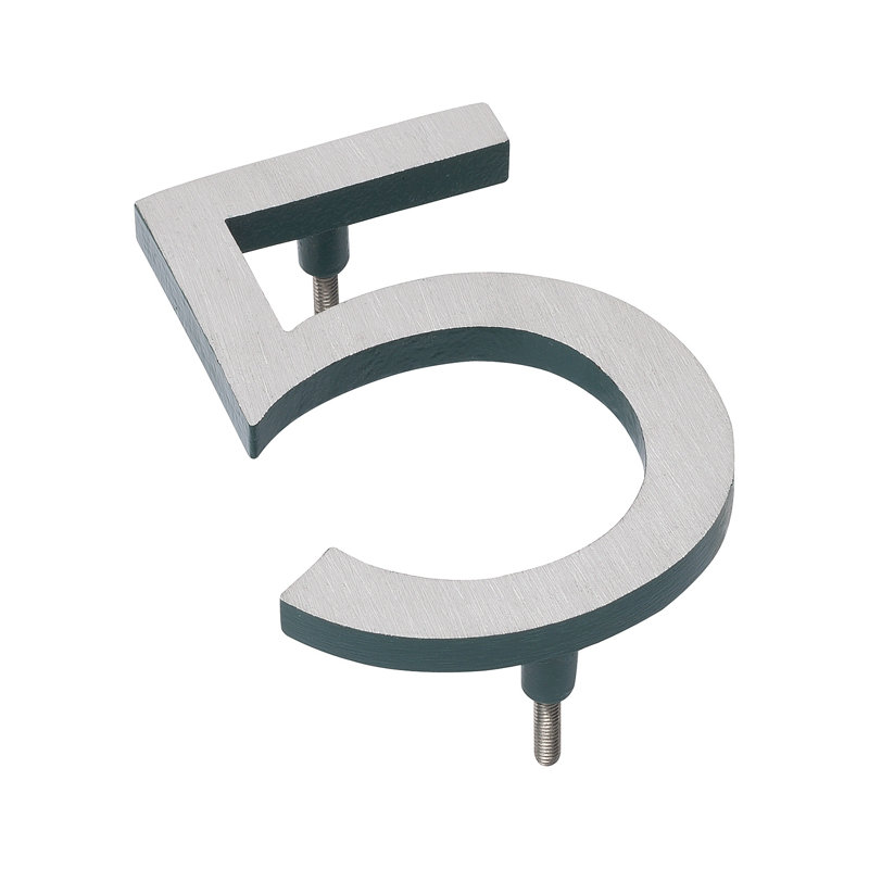 Numéro de maison à fixation flottante 12 po, Nickel satiné / vert chasseur, 5