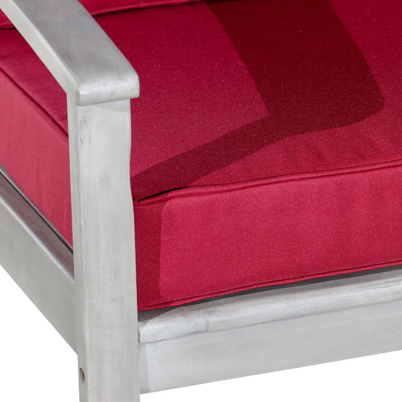 Chaise en eucalyptus argenté gris et coussin bourgogne - Mobilier d'extérieur fiable avec peinture, pourriture, Decay