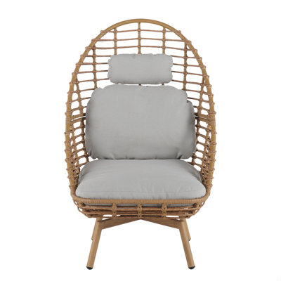 Ellis Outdoor Wicker High-Back Swivel Lounge Chair, Teak Finished Leg by Bayou Breeze