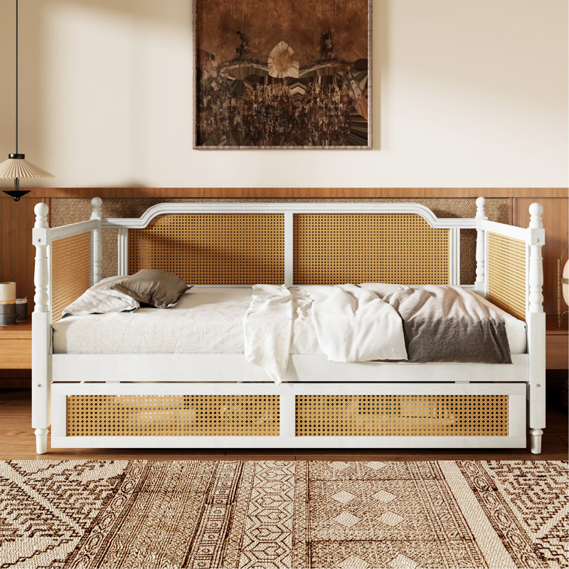 Traditional Rattan Daybed With Dual Drawers For Space Optimization