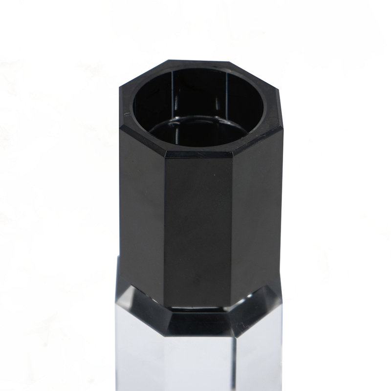 2.4X2.4X9.4" Black And Clear Tealight Candle Holder 6EA/CTN