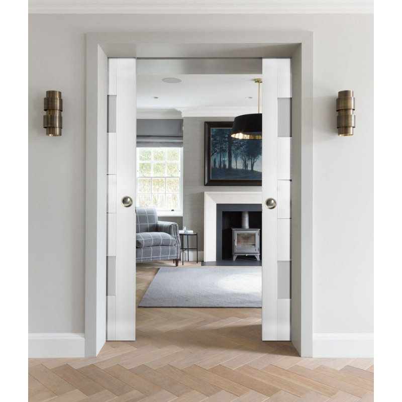 Portes blanches en verre givré Sete, 36 po x 84 po
