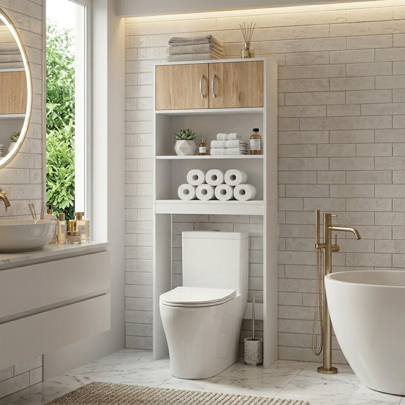 Over The Toilet Storage, White/Natural