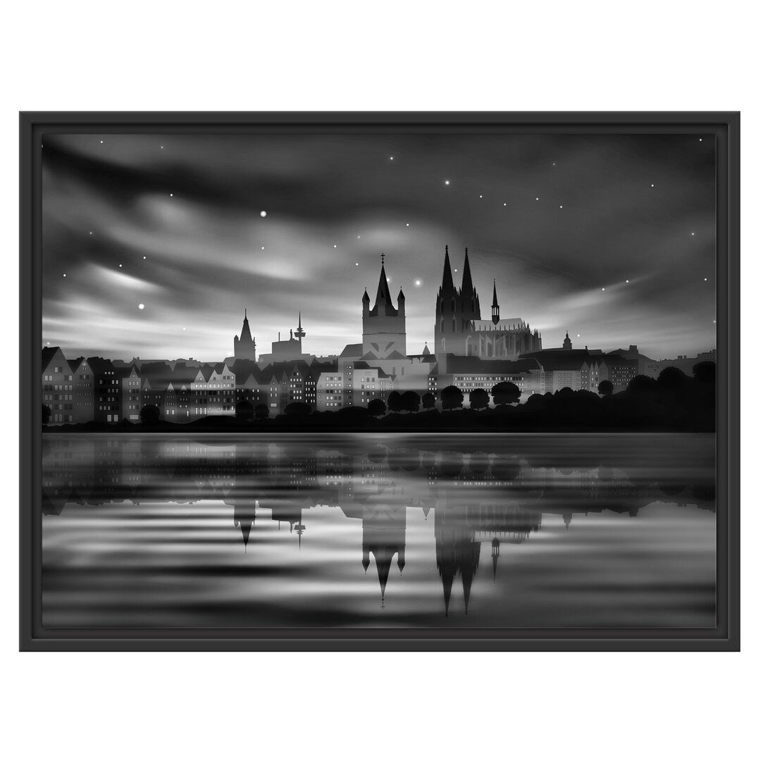 Gerahmtes Wandbild Polarlichter Skyline Köln