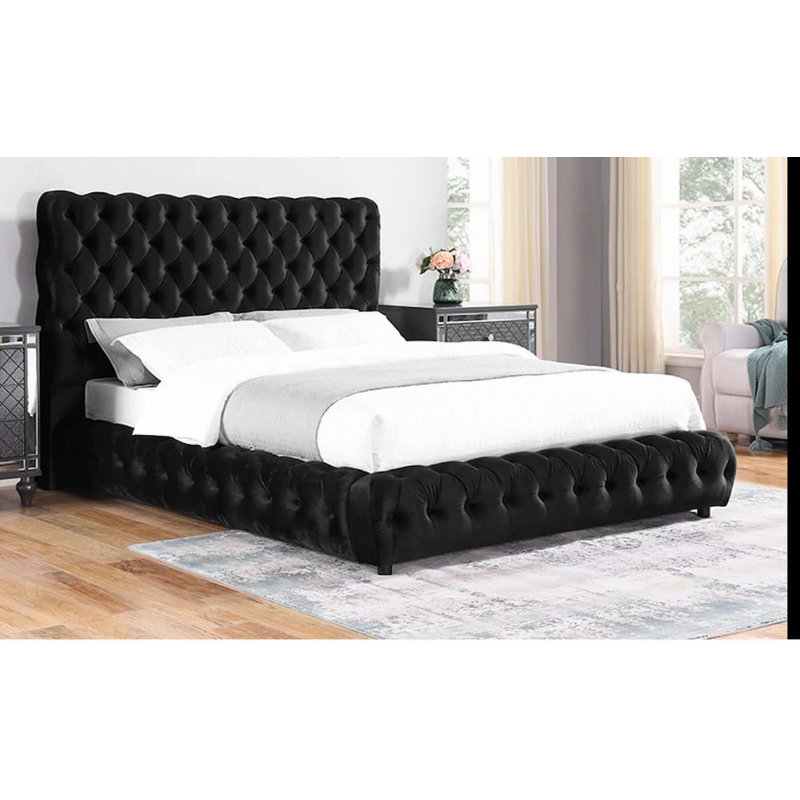 Tête de lit tapissier 1pc, Noir, Grand