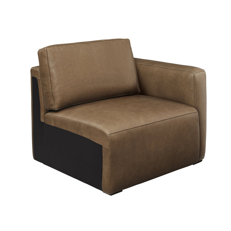 Beryl Modern Full Grain Leather Upholstered Sectional-Right, Chocolate
