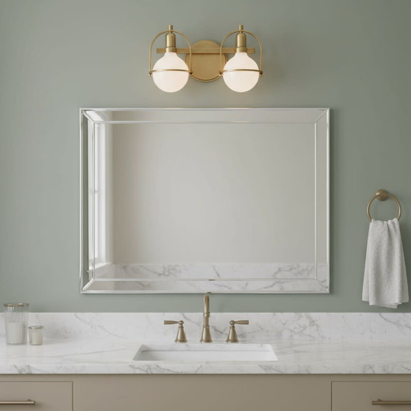 Damiana Bath Vanity Light - G40 Bulb in Photos (not included), Heritage Brass, 2 Lights, 9" H x 16" W x 7.5" D