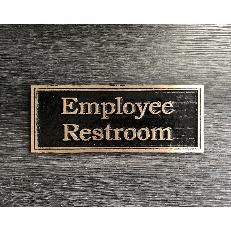 Contemporary Employee Restroom Sign, Black/Gold