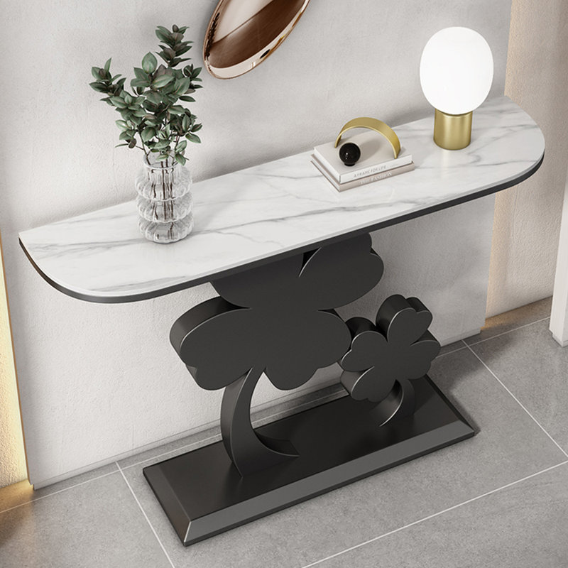 Console moderne et luxueuse, H 31,5 po x l 55,1 po x P 11,8 po, Noir, Blanc