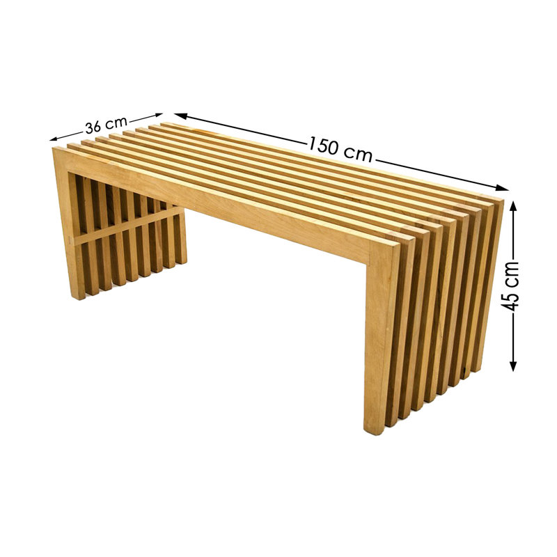 Dieke Solid Wood Bench, H45 x W150 x D36cm